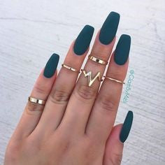 Star nail design Green matte elegant nail design