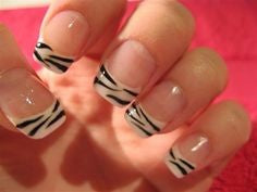Black with white line nail design