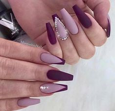 Purple Crystal Nail Design