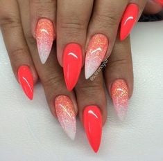 coral and red nail design