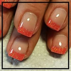Glittery coral nail design