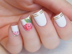 Peony flower nail design