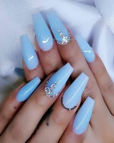 Glitter Nail Art Designs-2 Blue Coffin nails