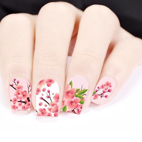 Cherry Blossom Theme Water Decals Transfer Nail Art Stickers