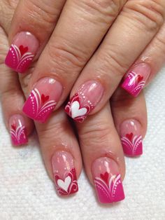 Pink Love Valentine’s Nail Art Idea
