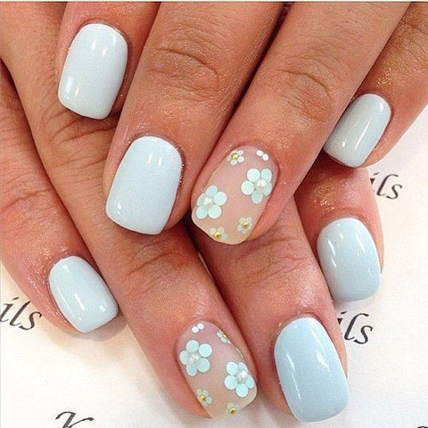 49 Baby & Light Blue Nails Designs To Look Cute From Winter To Summer - The  Mood Guide