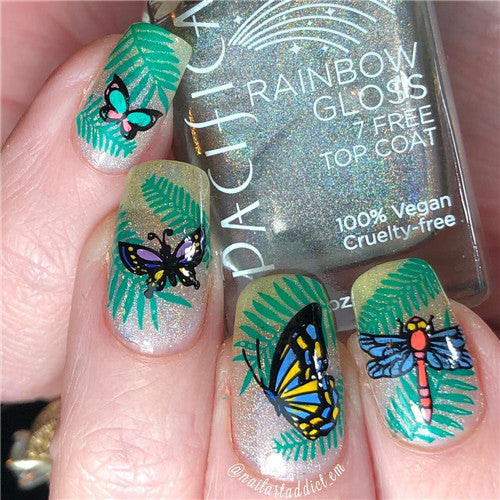 Dragonfly Flower Theme Rectangle Nail Stamping Plate Buttefly Design N