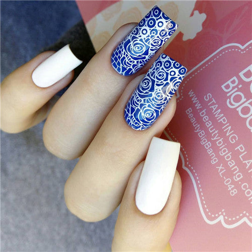 Valentine's Day Nail Stamping Plate Couples Rose Flower Love Template ...