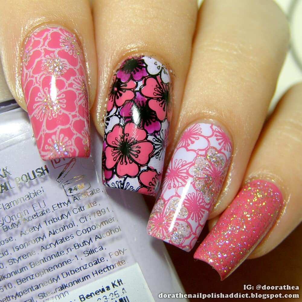 Sun Floral Nail Stamping Plate Rose Flower Pattern Nail Accessory ...