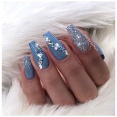 Glitter Nail Art Designs-13 Navy nails