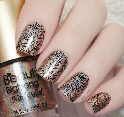 Perfect Black Stamping Nail Polish Designs 2018