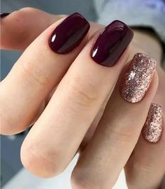 Pretty Nail Design-16 Burgundy Glitter nails