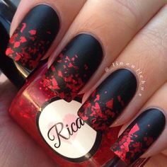 Red Sequins and Black Valentine’s Nail Art Idea
