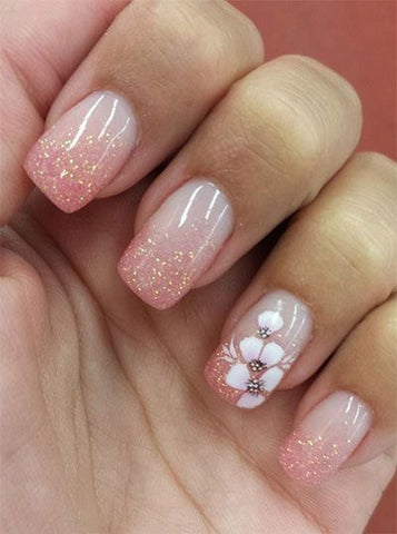 french manicure designs with flowers