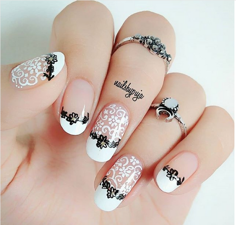 lace nail art design