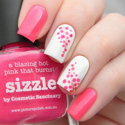 25 Hot Pink Vibrant Nails for Modern Women : Pastel Flower Hot Pink Nails