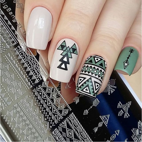 summer stamping  nail  art design