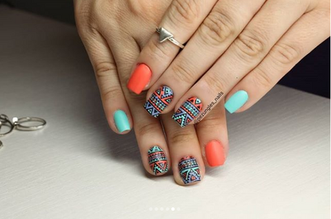 summer stamping nail  art design