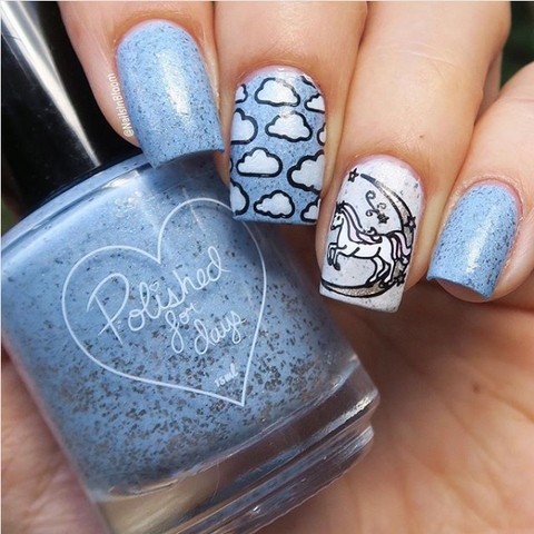 summer stamping nail  art design