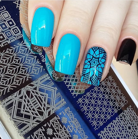 summer stamping nail art design