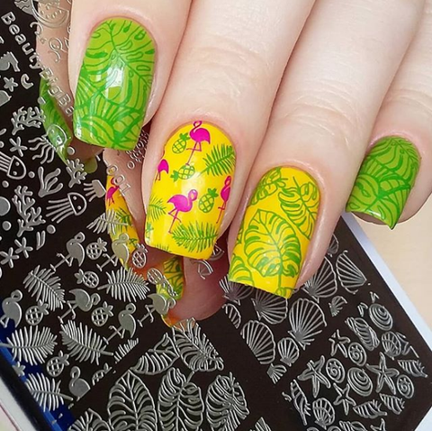 summer stamping  nail art designs 2018