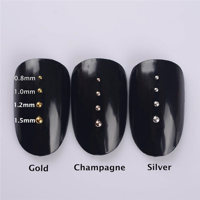 3 Colors Gold Sliver Champagne Steel Nail Beads Mixed Nail Studs ...
