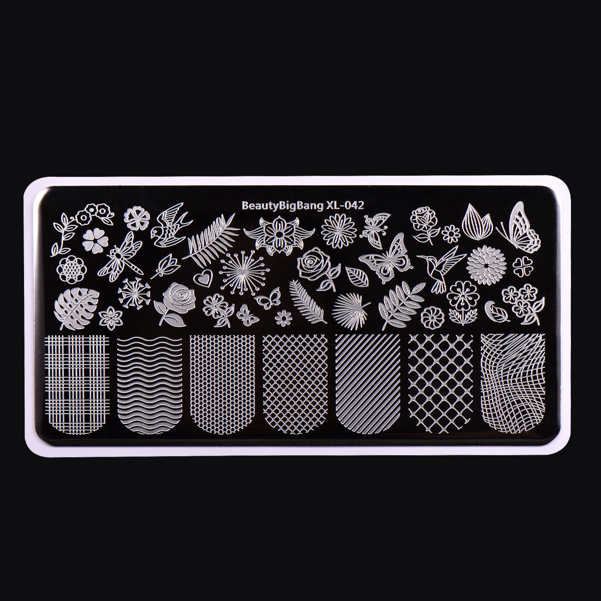 Dragonfly Flower Theme Rectangle Nail Stamping Plate Buttefly Design N ...
