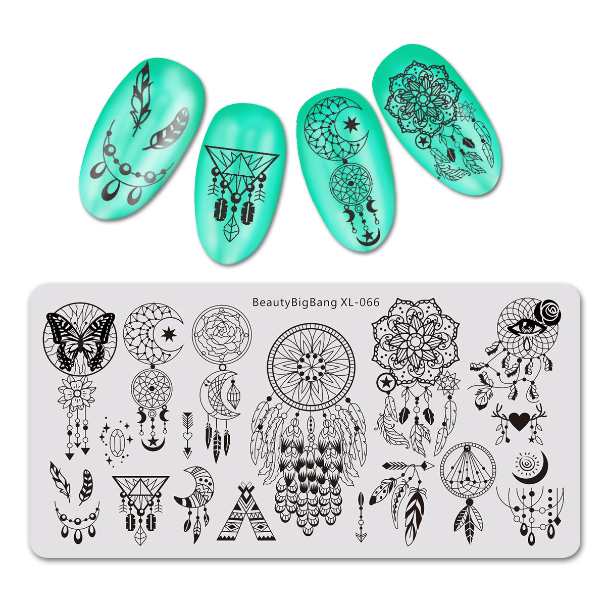 Dreamcatcher Series Rectangle Nail Art Stamping Plate Feather Design B ...