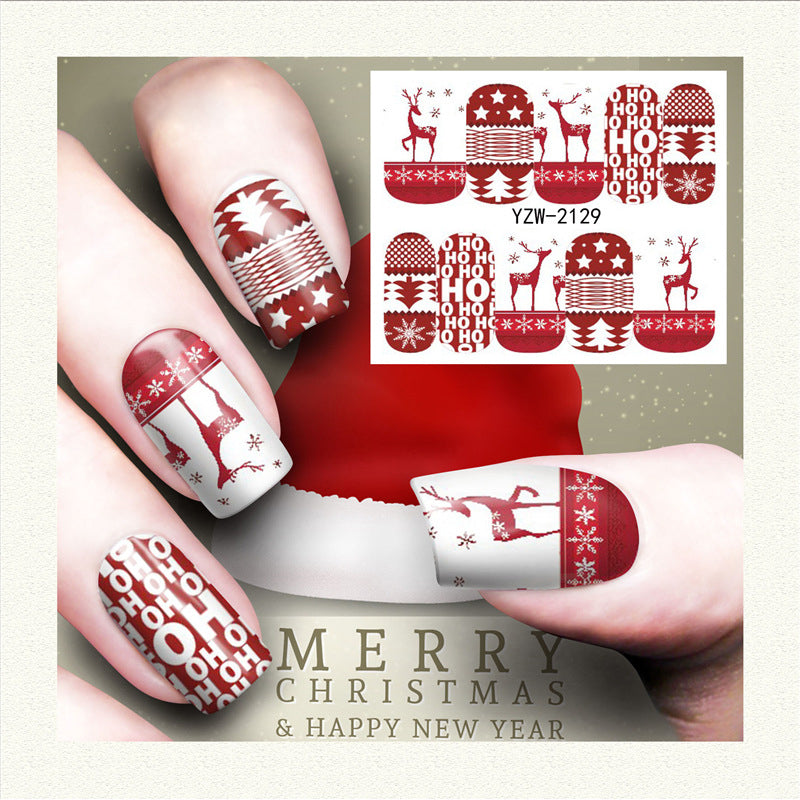 Christmas Nail Art Stickers Deer Holly Nail Water Decals | BeautyBigBang