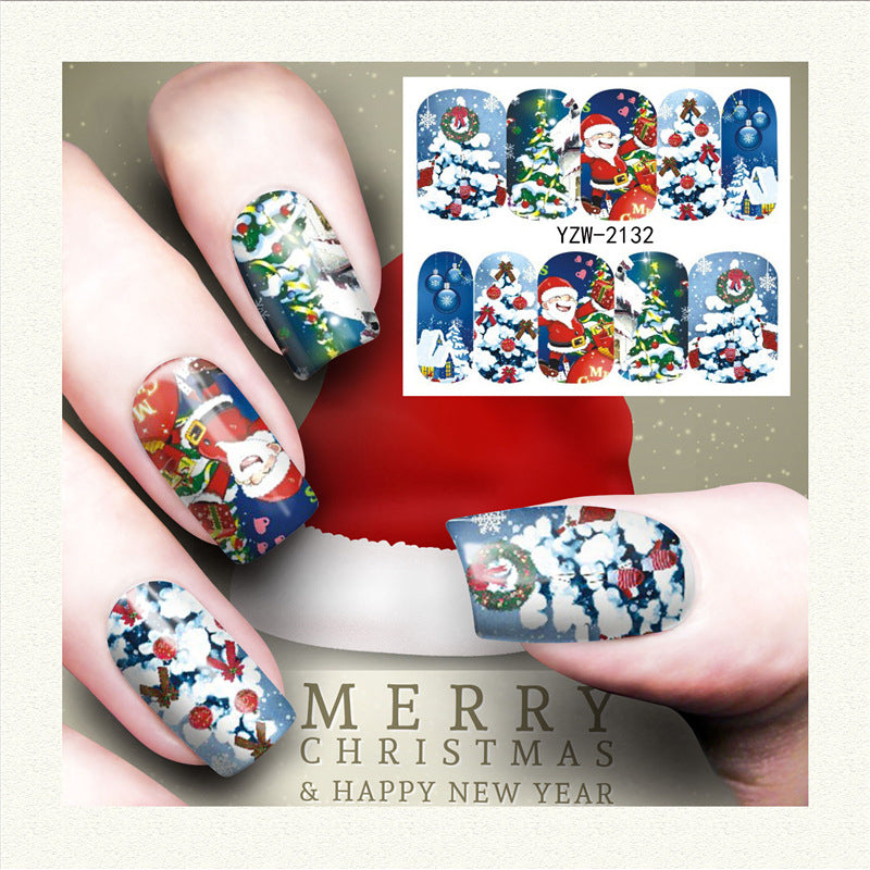 Christmas Tree Santa Theme Nail Art Stickers Water Transfer Nail Decal