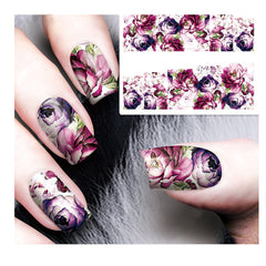 5Pcs Floral Water Decals Transfer Nail Art Stickers For Manicure ...