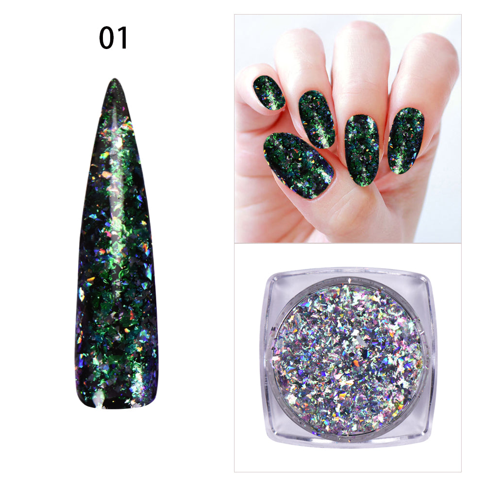 0.2g Aurora Irregular Flakies Powder Chameleon Nail Glitter Sequins Fo ...