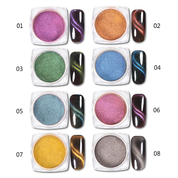 1g Cat Eye Magnetic Nail Powder Magnet Nail Art Glitter Pigment For Ma ...