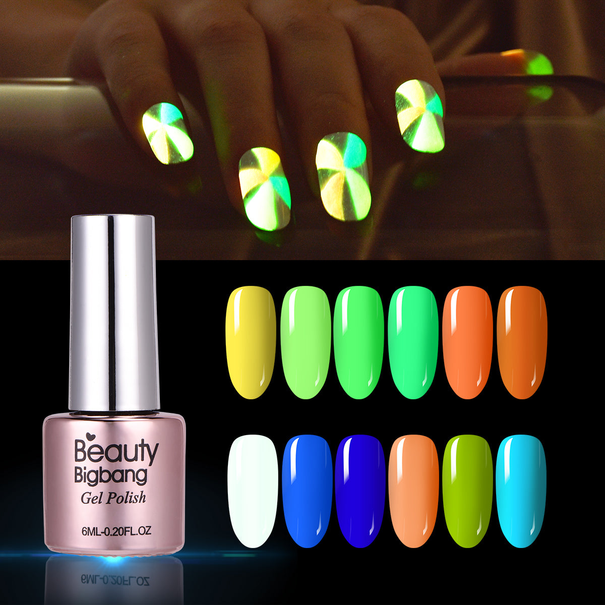 6ML Orange Luminous Soak Off UV Gel Polish Fluorescence Nail Varnish 001 |  BeautyBigBang