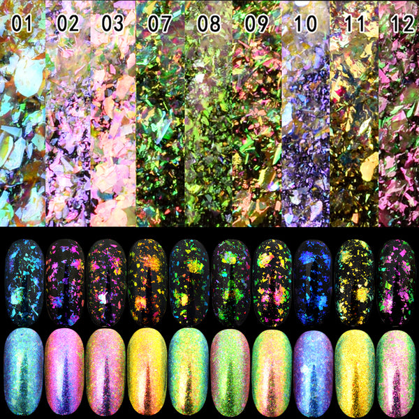 Nail Glitter Flakes Chameleon Pigment Manicure Nail Powder Decoration ...