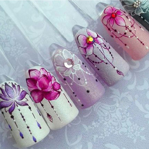Mixed Flowers Butterfly Design Water Decals Transfer Nail Stickers For ...