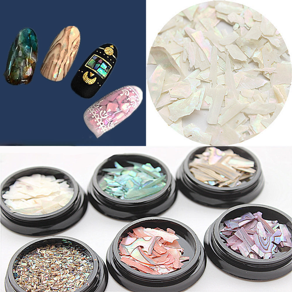 1Box 3D Shiny Abalone Pearl Shell Flake Stones Manicure Accessories ...