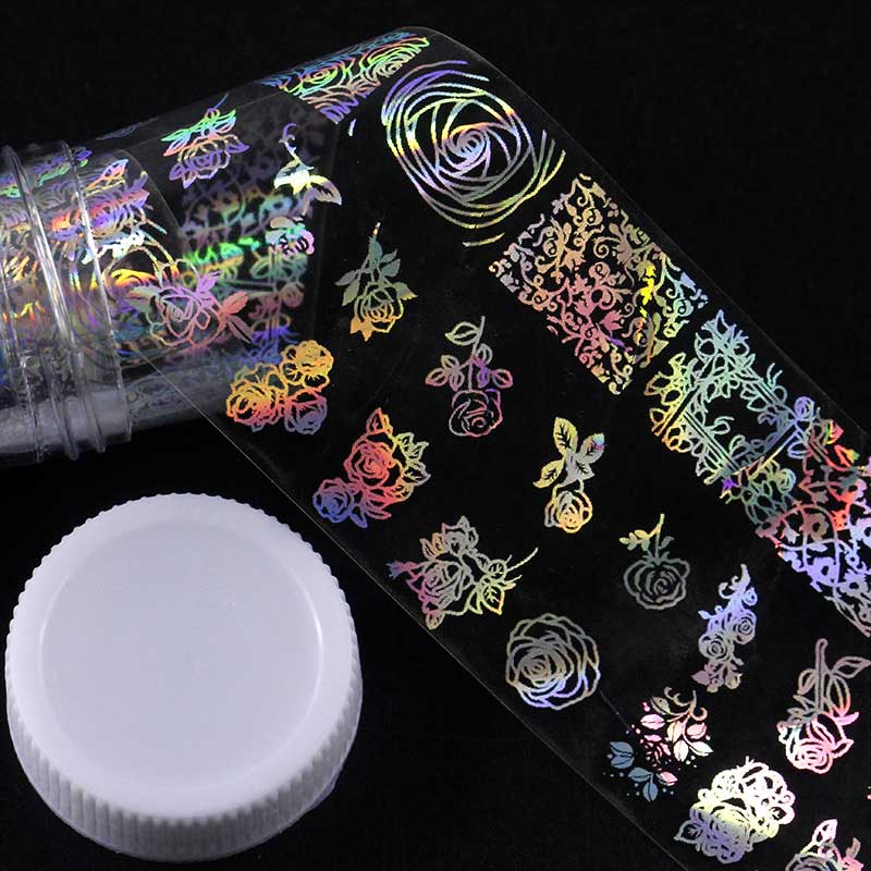 1Roll Holographic Multiple Patterns Nail Foil Nail Art Transfer Sticke ...