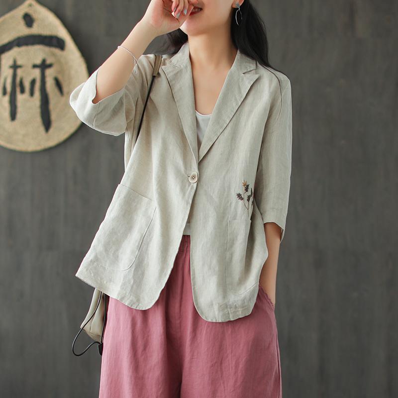 Áo vest Blazer Linen nữ tay lỡ 1 lớp thiết kế 1 khuy chất vải linen mềm  mại thời trang phong cách Nhật Bản  Lazadavn