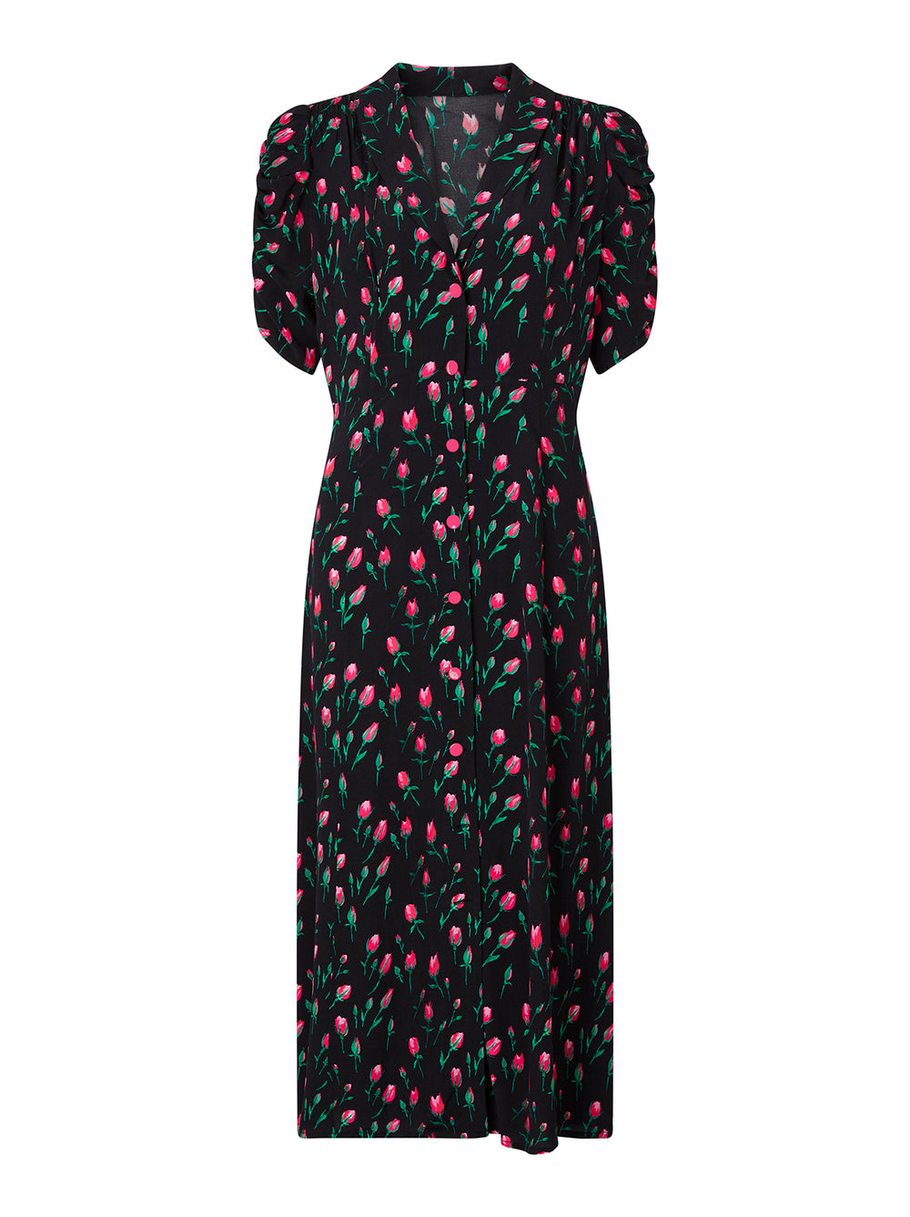 black rose print dress