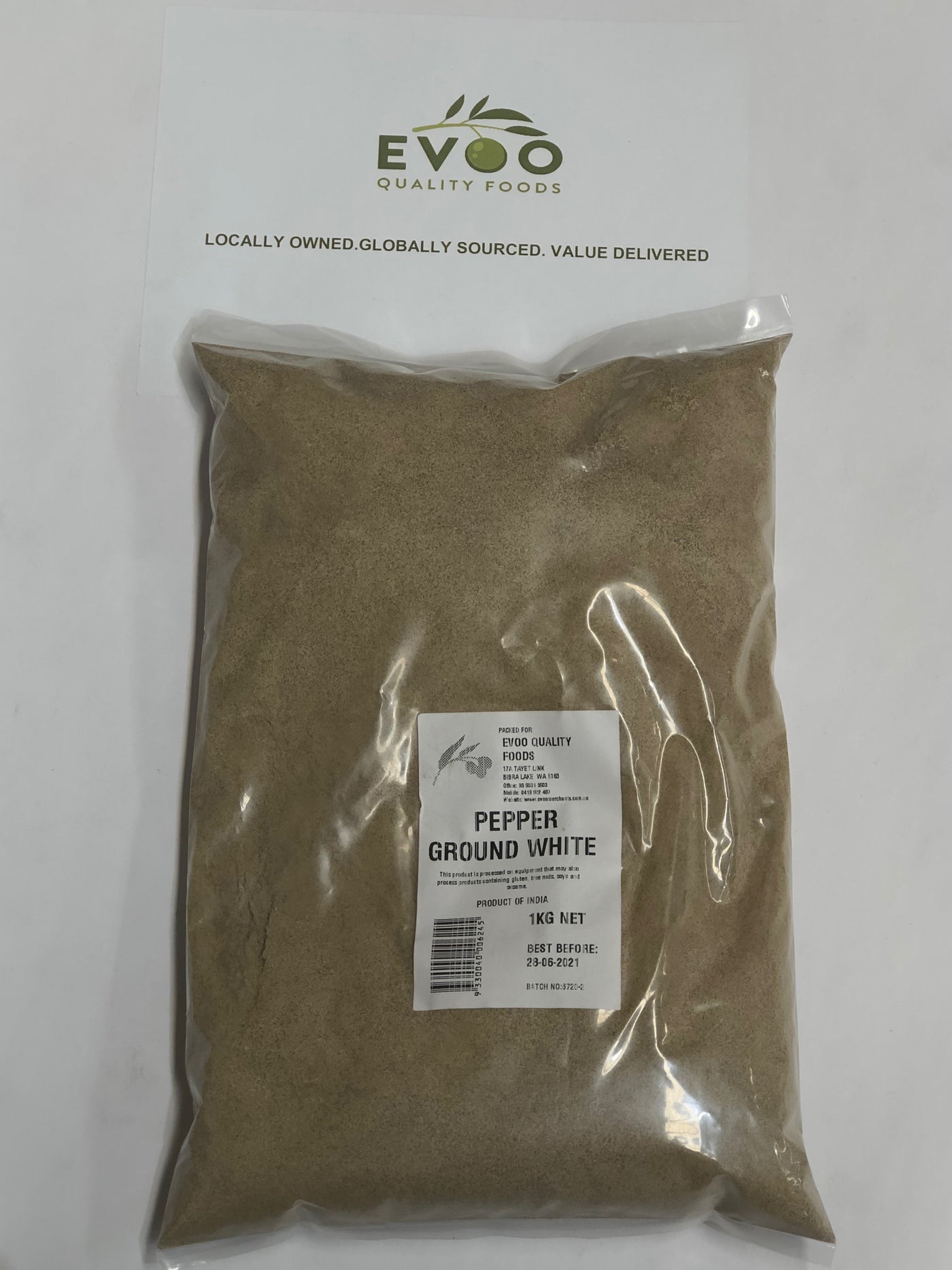 White Pepper Ground 1kg Bag Evoo Quality Foods