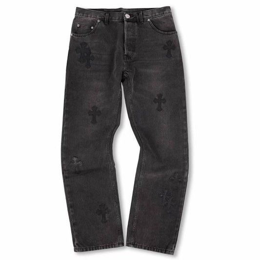 CHROME HEARTS Blue Jeans With Pink Crosses – PENGUIN