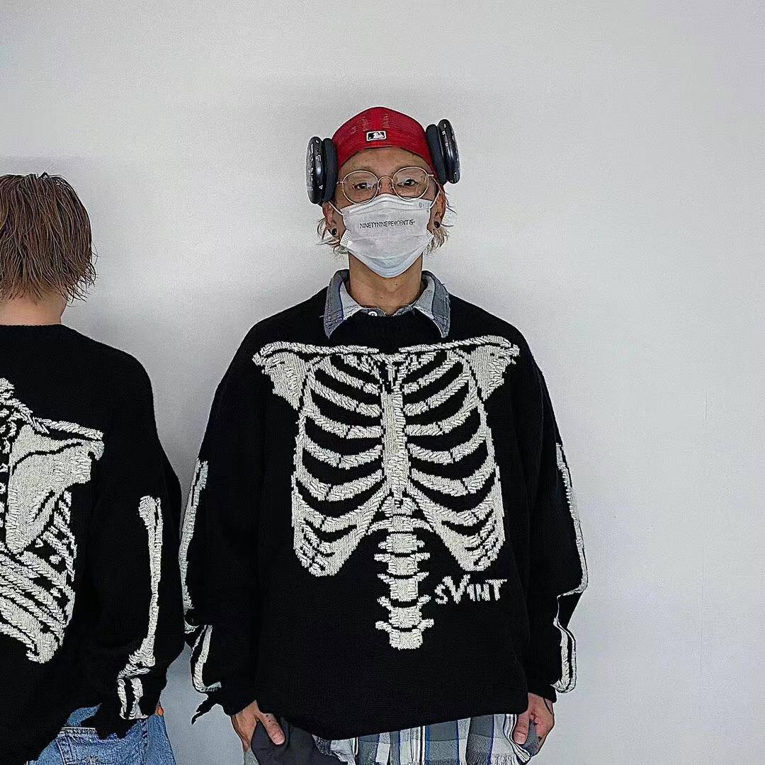 saint michael x VLONE KNIT BONE ブラック S-