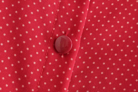 button closure on a red skirt