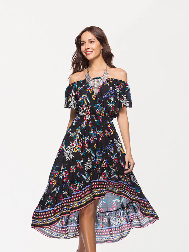 floral midi dress off shoulder