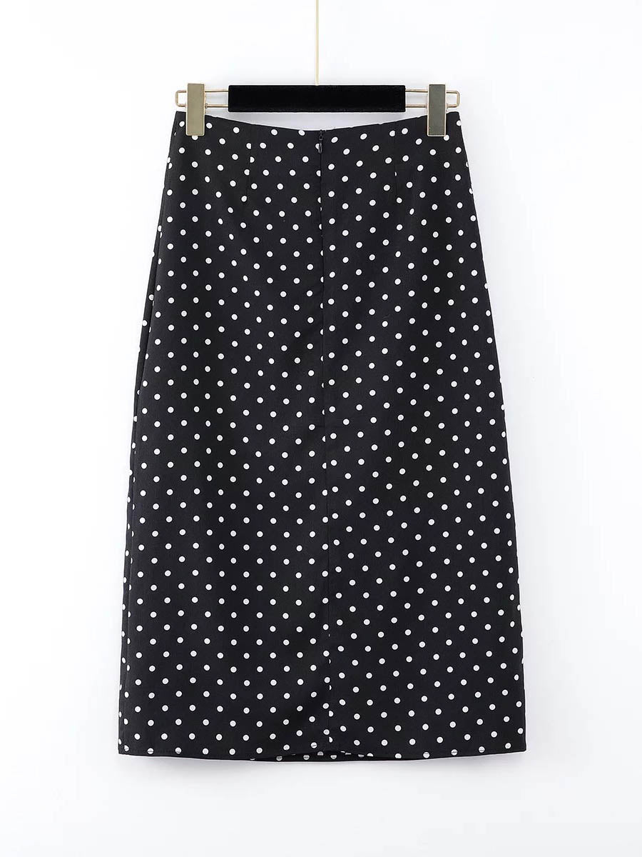 Black and White Polka Dot Midi Pencil Skirts