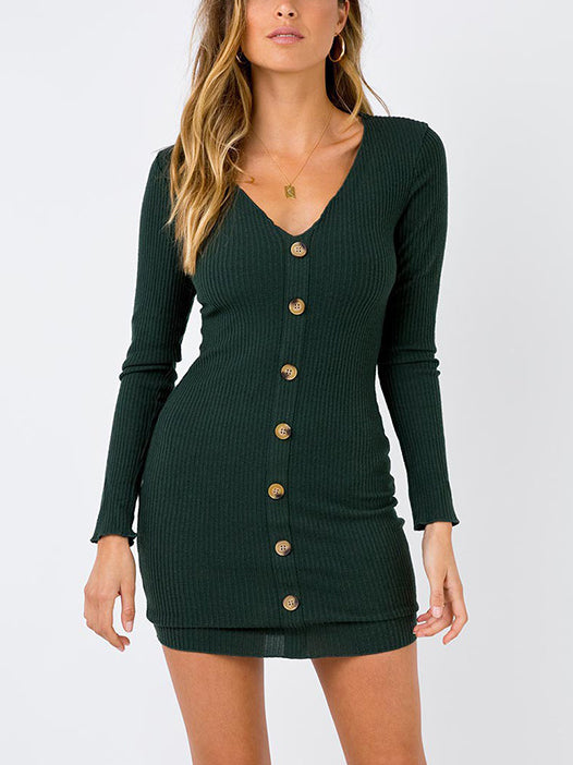buttoned bodycon dress
