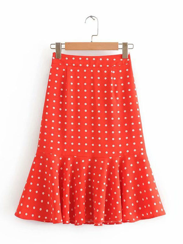 Love for Dots Fit and Flare Knee-Length Skirt