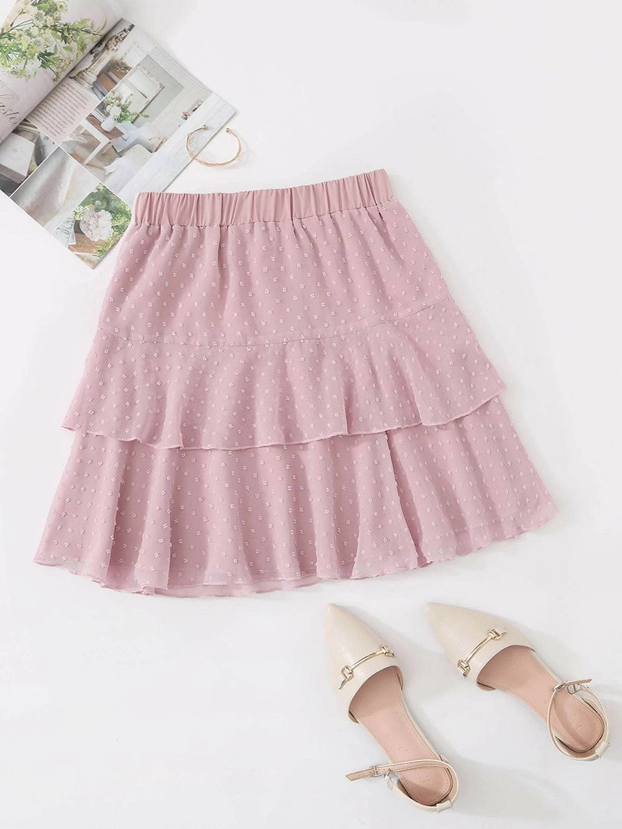 Swiss Dot Mini A-Line Skirt – Chiffon with Pleats & Polka Dots – INXCY