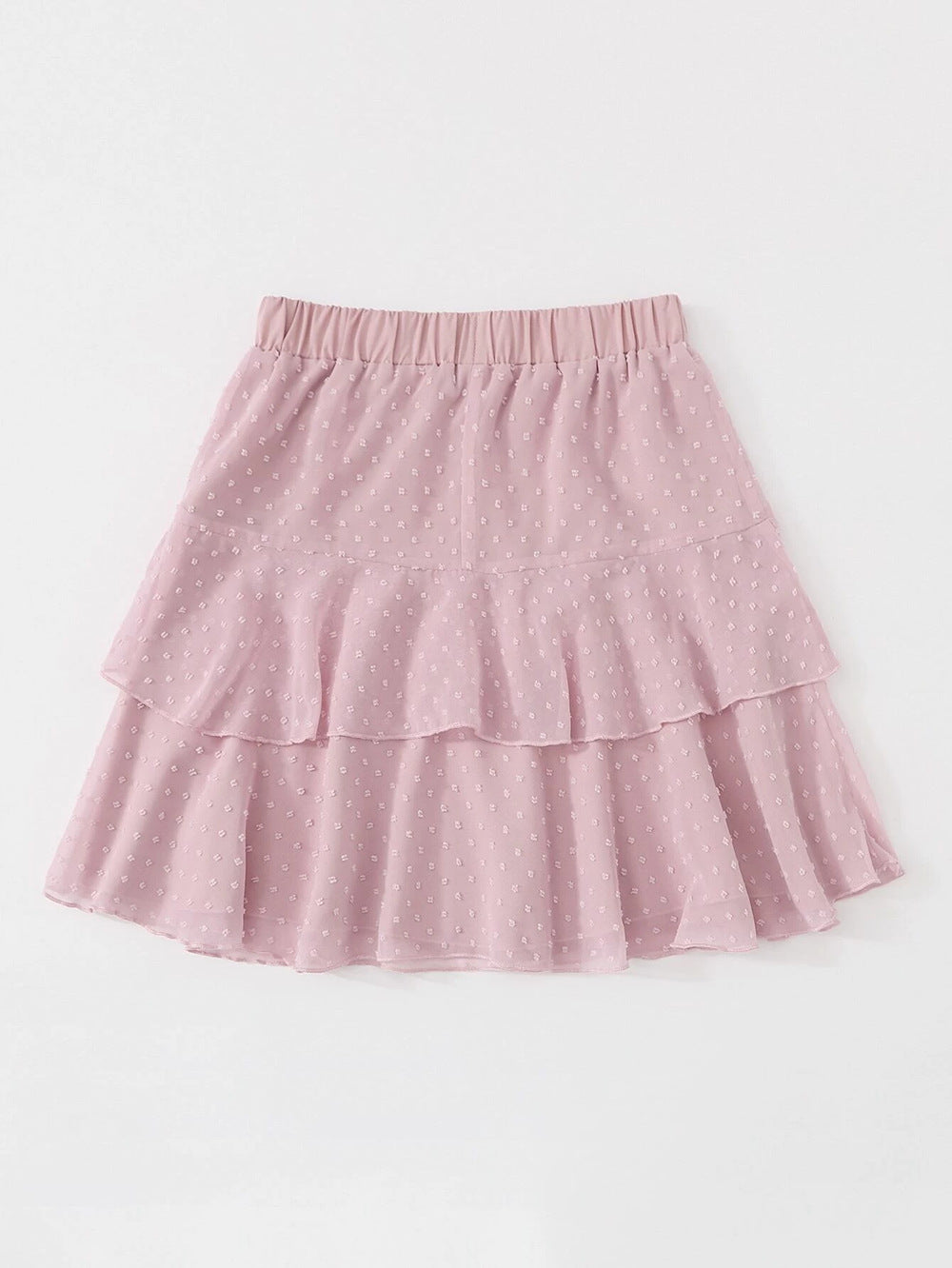 Chiffon Swiss Dot Mini Skirt with A-Line Shape